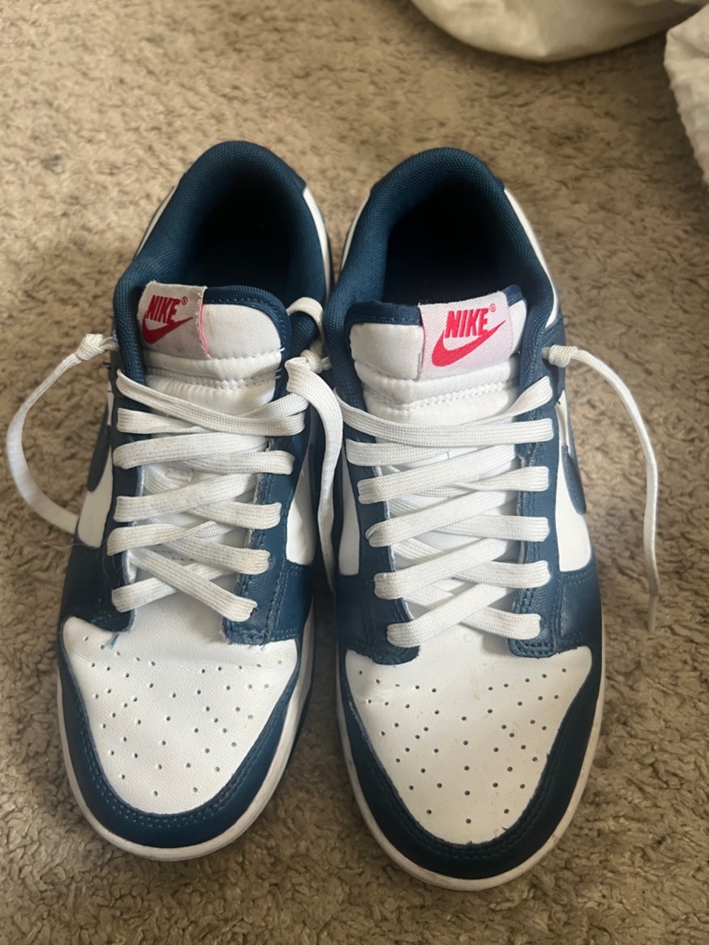 Nike Kids White and Navy Sneakers with Pink Logo